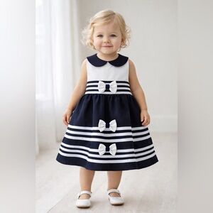 NWT | Jessica Ann | Navy Sailor Nautical Bow Party or Easter Dress | 2T